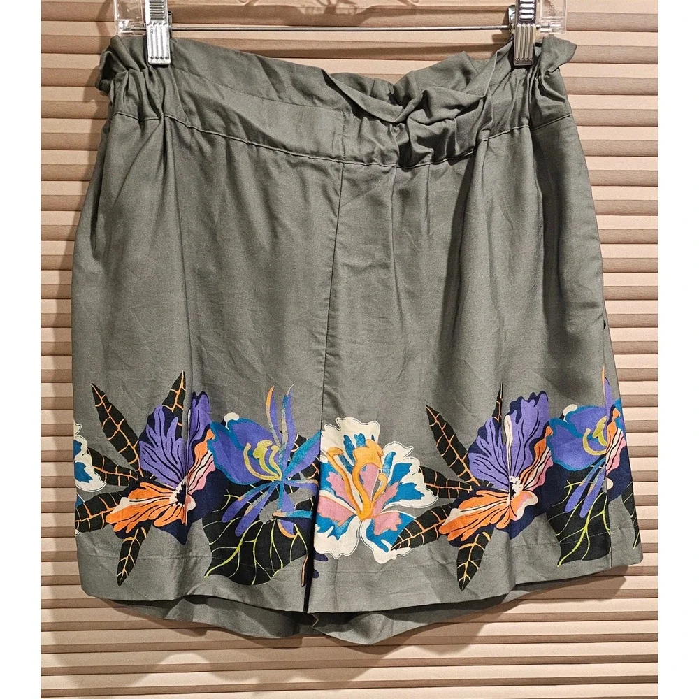 Scotch & Soda Stay Sunny Floral‎ Paperbag Waist Tencel Shorts Green Medium